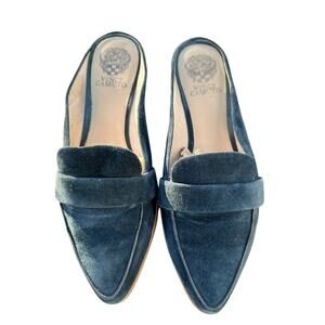 Vince Camuto Kirstie Women Pointed Toe Suede Blue Mules Sz 9 EUC